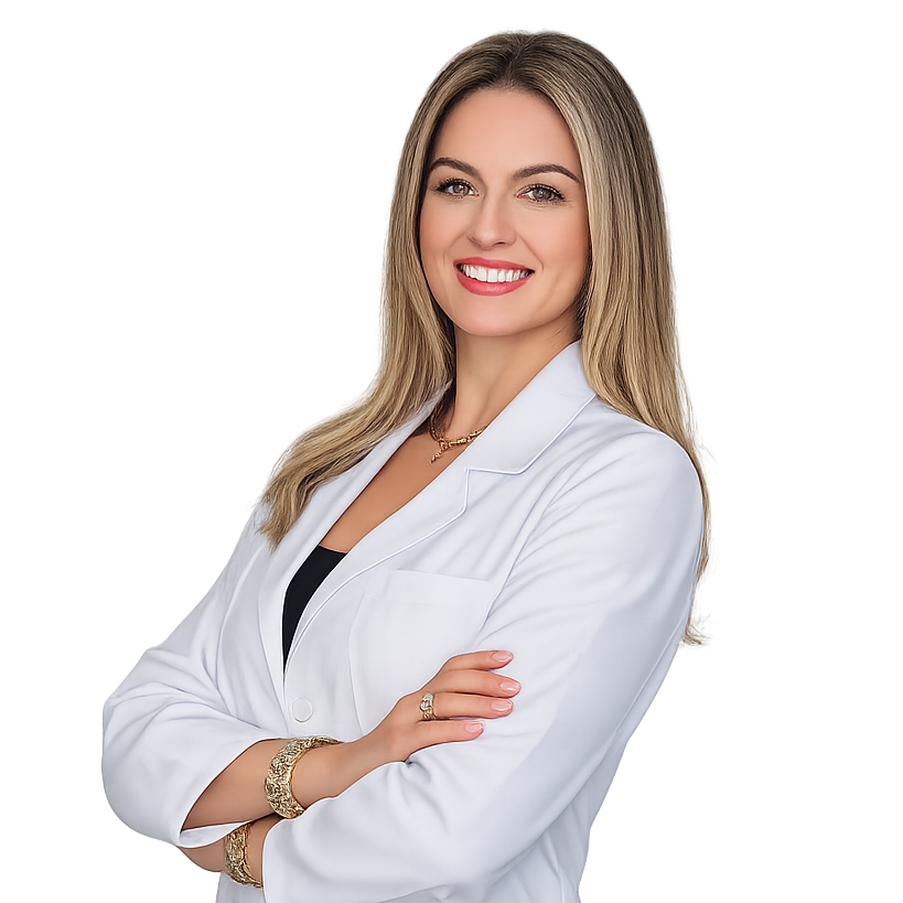 Dra. Thatiane Gomes, Fisioterapeuta Neurofuncional Infantil, sorrindo em ambiente clínico